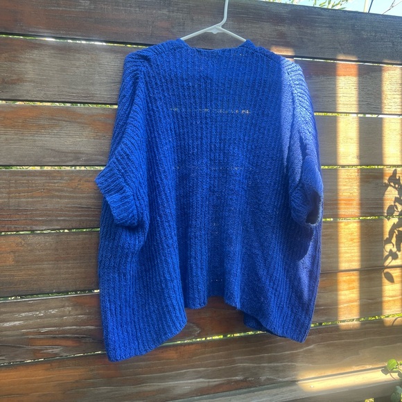 Handmade Blue Open-Front Short Sleeve Cardigan - Picture 3 of 3